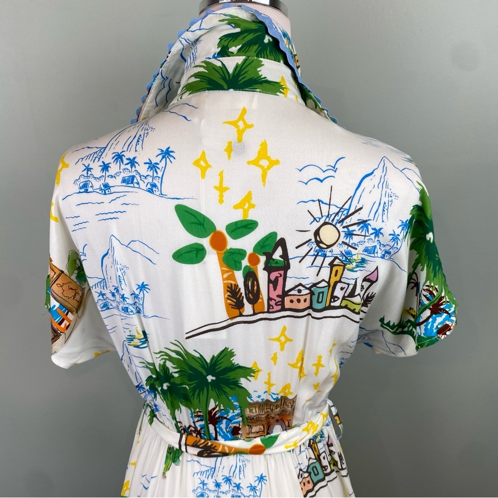 NWT Taelynn Vacay Whimsical Destination Maxi Shirt fit & flare Dress Small - Picture 9 of 11